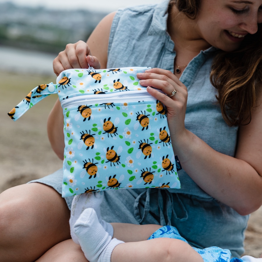 Out and about luxury reusable wipes and wetbag bundle, perfect alternative to disposable wipes when travelling